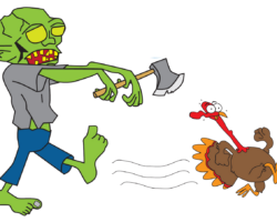 Monster Chasing a Turkey Freehand Illustration by CCL Designs